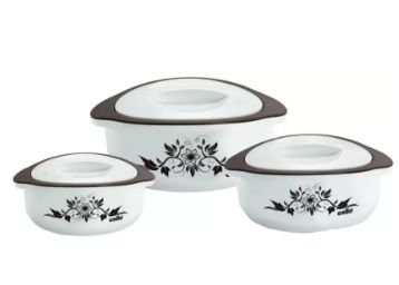 Cello Hot Meal Pack of 3 Casserole Set (500 ml, 850 ml, 1500 ml) at Rs. 399