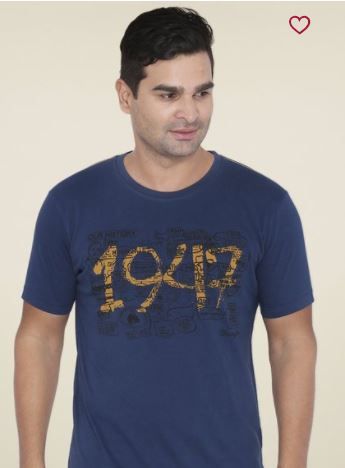 Wrangler Dark Blue Printed T-Shirt at Just Rs. 398