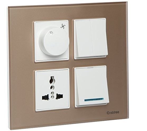 Havells ACMPGCLS08 Murano 8M Square Glass Cover plate - Stone Beige AT 71% Off