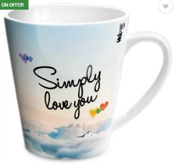 Hot Muggs Simply Love You Aarav Conical Ceramic Mug (350 ml) on 69% OFF