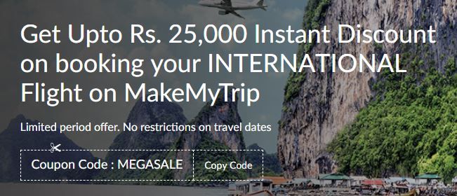Get Upto Rs. 25,000 Instant Discount on booking your INTERNATIONAL Flight