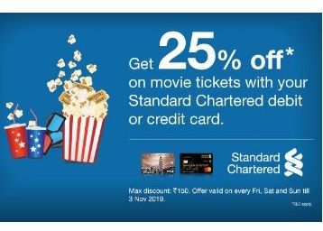 Get 25% Off On Movie Ticket On Standard Chartered Bank Card