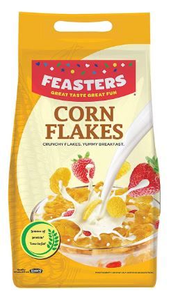 Flat 43% off on Feasters Corn Flakes Plain Pouch, 500g
