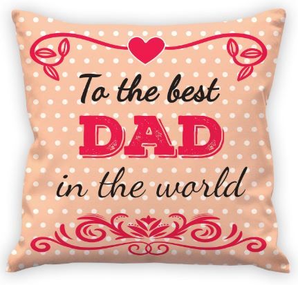 Flat 65% off on Aart Cushion Cover with Filler and Greeting Card for Fathers