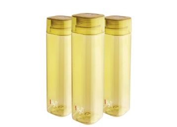 Cello H2O Squaremate Plastic Water Bottle, 1-Liter, Set of 3, Yellow At Rs.258