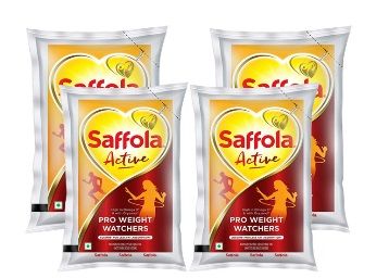 Saffola Active Pro Weight Watchers Edible Oil Pouch, 1 L (Pack of 4) at Just Rs.499