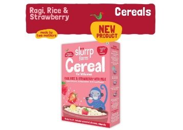 Apply 50% Coupon - Slurrp Farm Organic Baby Cereal, Ragi, Rice and Strawberry with Milk, Instant Healthy Wholesome Food for Babies, 200g