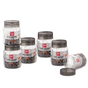 Cello Checkers Plastic PET Canister Set, 300ml, Set of 6, Clear at Rs. 270
