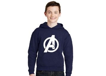 Flat 44% off on Avaatar Navy Blue Hooded Superhero Sweatshirt for Kids at Rs. 