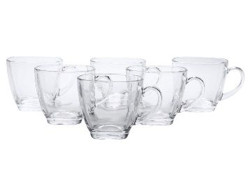 Flat 65% off on SQUARE ORIGINAL 6 Crystal Glass Mugs (Set of 6) for Tea and Coffee 175 ml at Rs.353
