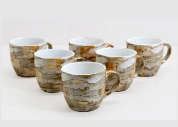 Flat 60% off on Fnp Farkrafts Ceramic Golden Brown Gloss Finish Tea And Coffee Cups (Set Of 6) at Rs. 399