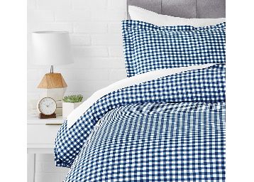 AmazonBasics Microfiber 2-Piece Quilt/Duvet/Comforter Cover Set - Single, Gingham Plaid - with Pillow Cover at Rs.299