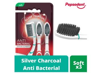 Flat 50% off - Pepsodent Charcoal Anti Bacterial Tooth Brush Soft (Buy 2 Get 1) at Rs. 65