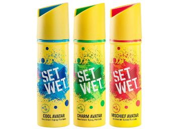 Set Wet Deodorant Spray Perfume, 150ml (Cool, Charm and Mischief Avatar, Pack of 3) at Rs. 265