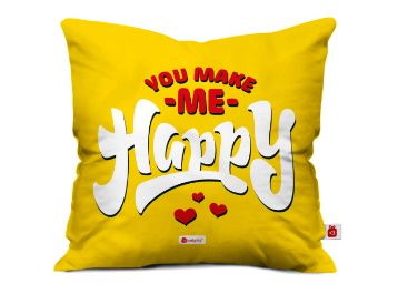 Indigifts indibni You Make Me Happy Printed Micro Satin Fibre Cushion Cover at Rs. 349