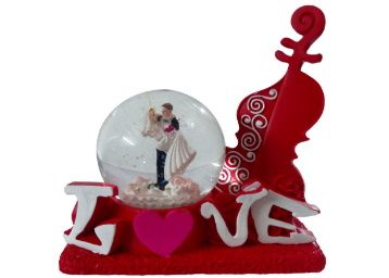 FABZONE Red Polyresin Valentine Romantic Love Couple Glass Doom with Lighting Effect Statue Gift at Rs. 399