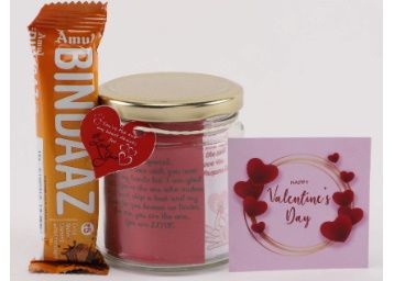 Ferns N Petals Beautiful Glass and Valentines Tag with Valentines Expressions Quotes for Each Day & 2 Cadbury Chocolates Candy | Valentines Gift at Rs. 99