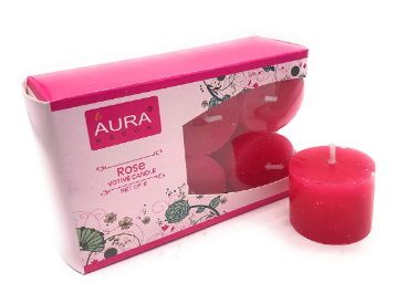 Auradecor Set of 6 Rose Fragrance Votive Candles, Burning Time Approx 5 Hours Each at Rs. 179