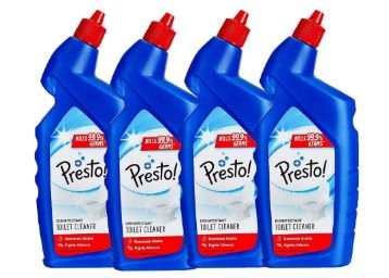 Apply Rs. 15 Coupon - Amazon Brand - Presto! Disinfectant Toilet Cleaner - 1 L (Pack of 4) at Rs. 254