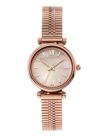 Fossil Women Rose Gold-Toned Carlie Mini Analogue Watch