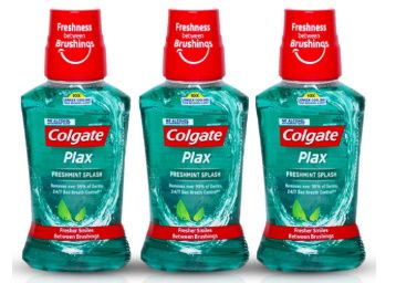 Colgate Plax Antibacterial Mouthwash, 10X longer cooling, 24/7 Fresh Breath, Removes 99% Germs - 3 x 250ml (Fresh Mint) at Rs. 216