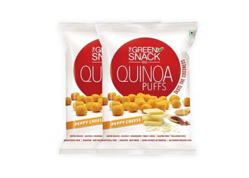 The Green Snack Co. Quinoa Puff Peppy Cheese (Pack of 2) 50g Each [ Healthy Roasted Snacks]