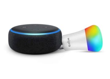 Echo Dot (Black) Combo with Wipro 9W LED Smart Color Bulb - Smart Home Starter Kit At Rs. 