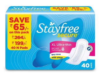 Stayfree Secure XL Sanitary Pads, 40 Pads