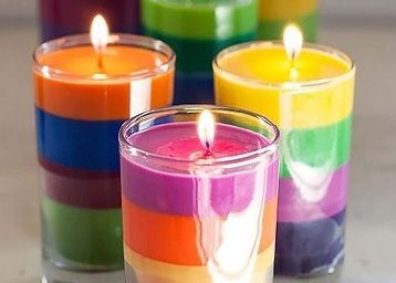 MAXABLE Scented Rainbow Color Chakra Glass Prayer Devotional Candle, Hand Poured Premium Wax Candles Promotes Positive Energy, Aids Meditation & Relaxation (Set of 3)