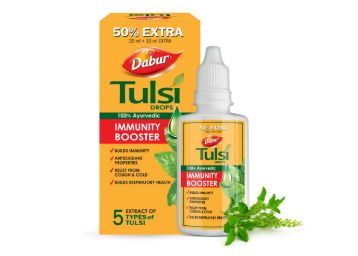 Dabur Tulsi Drops- 50% Extra: Concentrated Extract of 5 Rare Tulsi for Natural Immunity Boosting At Rs. 156