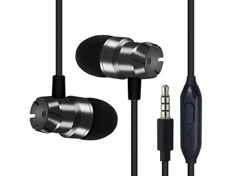 PTron HBE6 (High Bass Earphones) Metal in-Ear Wired Headphones with Mic - (Black)