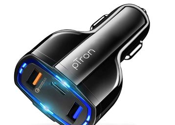 PTron Bullet Pro Qualcomm Certified Quick Charge 3.0, 36W Fast Charging, 3 Port USB Smart Car Charger, Compact, Lightweight, & Durable PC Body Car Charger for All Smartphones & Tablets (Black)