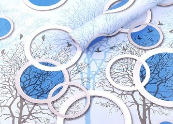 Wolpin Wall Stickers DIY Wallpaper (45 x 500 cm) 3D Circles and Trees Self Adhesive Decals Living Room Home Interior Decoration, Blue