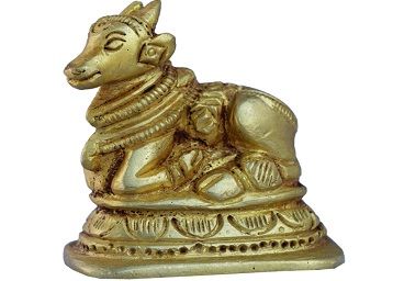Metaldecor Brass Nandi Bull Statue, 5x3x5cm, Yellow.