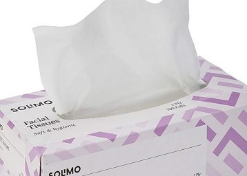 Amazon Brand - Solimo 2 Ply Facial Tissues Carton Box - 100 Pulls