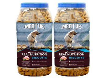 Meat Up Chicken Flavour , Dog Treats -500g Jar ( Buy 1 Get 1 Free)