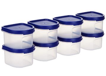 Amazon Brand - Solimo Modular Plastic Storage Containers with Lid, Set of 8 