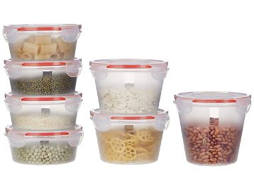 Amazon Brand - Solimo Plastic Kitchen Storage Container Set, 7-Pieces