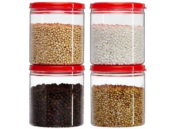 Amazon Brand - Solimo Marvel Small Jar with Snapfit Cap, 475 ml, Set of 4