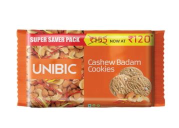 Flat 40% off on UNIBIC Cashew Badam Cookies, 500g At Rs. 72