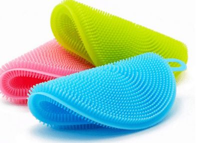 AKRIZA 1PCs Double-Sided Silicone Brush Scrubber Dishwashing Sponge-Face Brush, Coaster, Multi-Purpose Non-Slip Insulation Pad 
