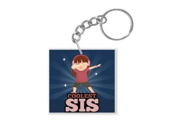 Yaya Cafe™ Birthday Sister Coolest Sis Keychain Keyring