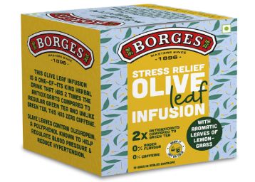 Borges Stress Relief Olive Leaf Infusion, Lemongrass, Olive Leaves & Lemongrass, 10 Bag, 15