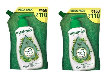 Medimix Ayurvedic Nature Care with Neem, Tulsi, Aloe Vera - Hand Wash Mega Pack Refill Pouch (Pack of 2), 1500 ml