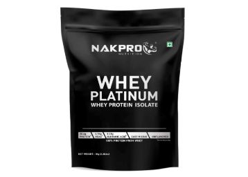 NAKPRO PLATINUM 100% Whey Protein Isolate – 30.4g Protein, 6.96g BCAA & 5.38g Glutamine helps build your Muscle size.