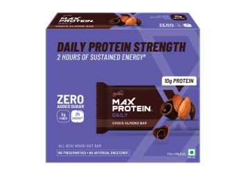 RiteBite Max Protein Daily Choco Almond 10g Protein Bar [Pack of 6] Protein Blend, Fiber, Vitamins & Minerals , No Preservatives