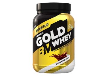 BuyBigmuscles Nutrition Premium Gold Whey 1Kg [Belgian Chocolate] | Whey Protein Isolate & Whey Protein Concentrate | 25g Protein Per Serving 