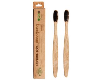 Beco Bamboo Toothbrush with Charcoal Activated Soft Bristles – 100% Eco-friendly (Pack of 2)