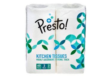 Presto! 2 Ply Kitchen Tissue/Towel Paper Roll - 2 Rolls (60 Pulls Per Roll)