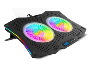 Buy ZEBRONICS Zeb- NC9000 Laptop Cooling pad with Dual 110mm Fan, Multi-Color Led Including 10 Multi Color LED